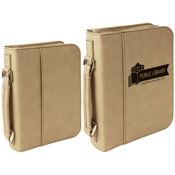 gift-leatherette bible cover with zipper-light brown