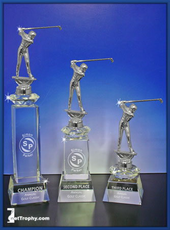 Glass - Golf Figure Column Award II - GFCAII-S, GFCAII-M, GFCAII-L