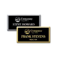 Name Badge - Beveled Brass - Silver & Gold Beveled Brass Frame