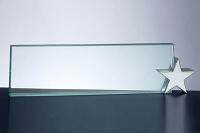 Nameplate - Jade Glass W/ Chrome Star corner holder - G310C2