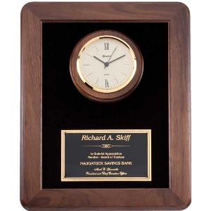 plaque-walnut velour clock